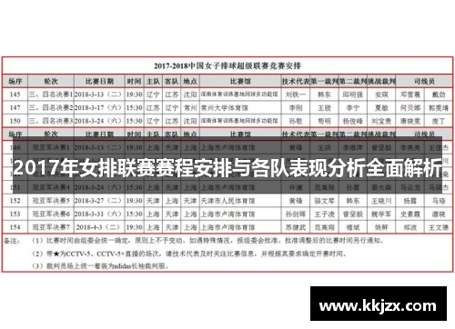 2017年女排联赛赛程安排与各队表现分析全面解析