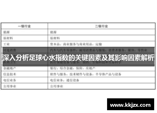 深入分析足球心水指数的关键因素及其影响因素解析