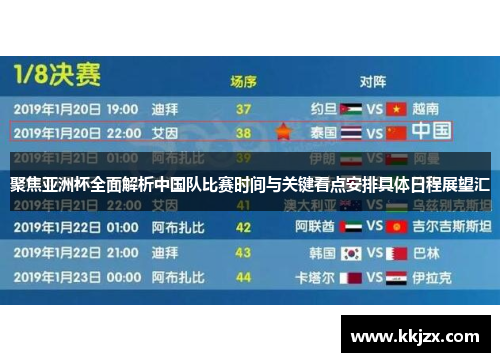 聚焦亚洲杯全面解析中国队比赛时间与关键看点安排具体日程展望汇